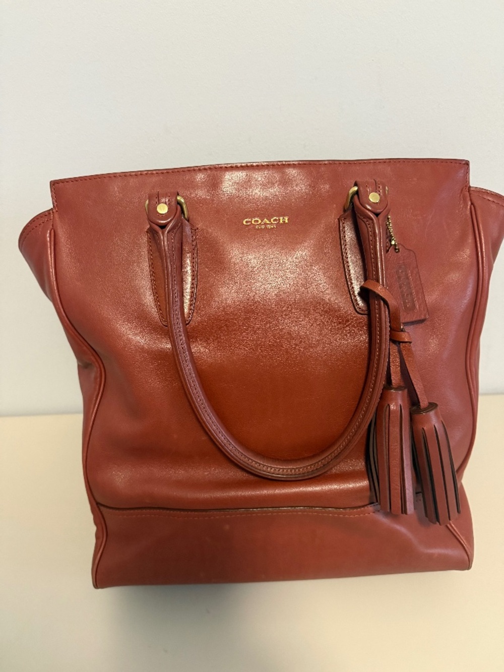 Coach Large Tanner Legacy Leather Cognac Carryall Tote